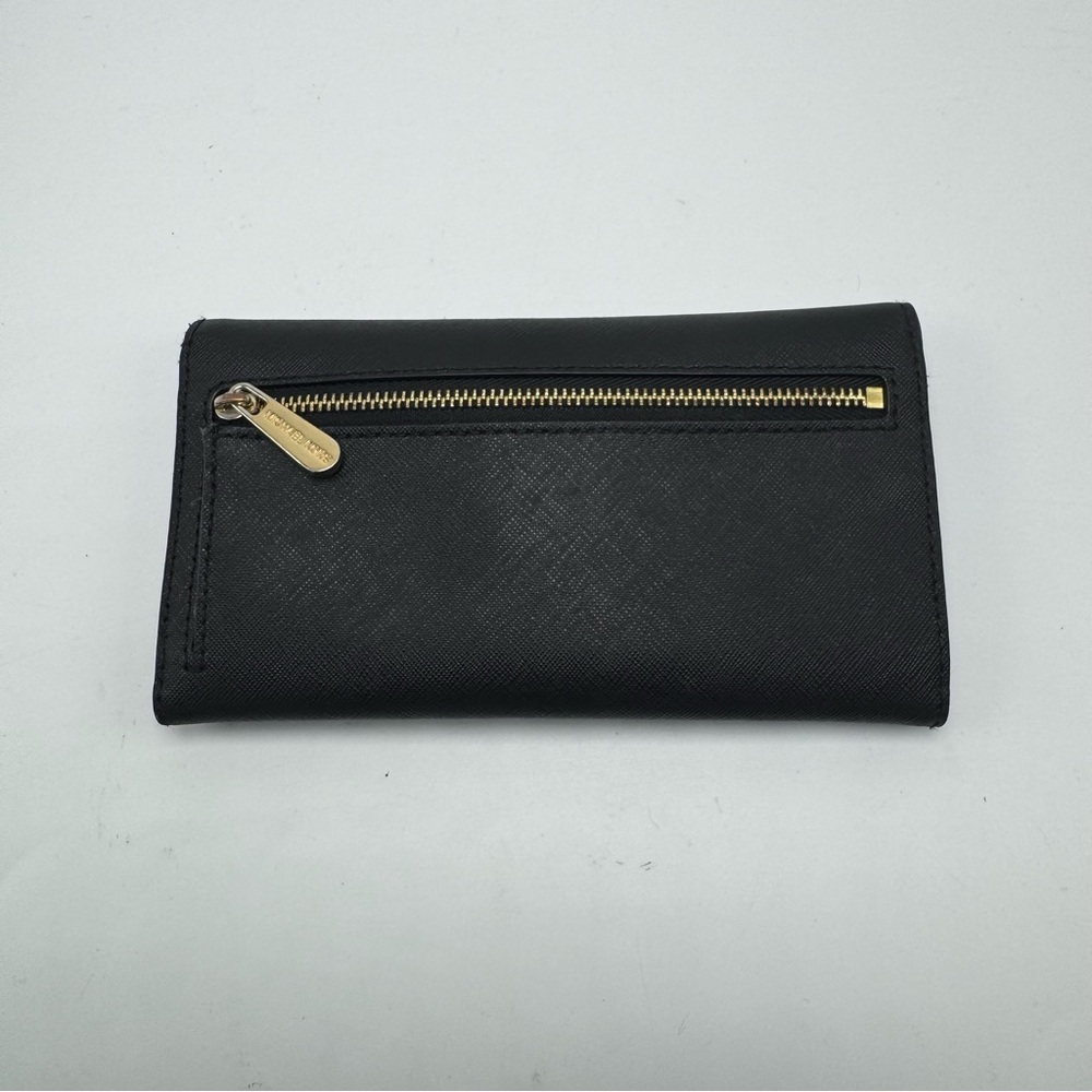 Michael Kors Jet Set Travel Crossgrain Leather Tri-Fold Wallet Black - Picture 3 of 9